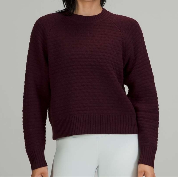 Lululemon Texture Play Crew Sweater Cassis Maroon Cashmere Size XS S NWT - Picture 2 of 11